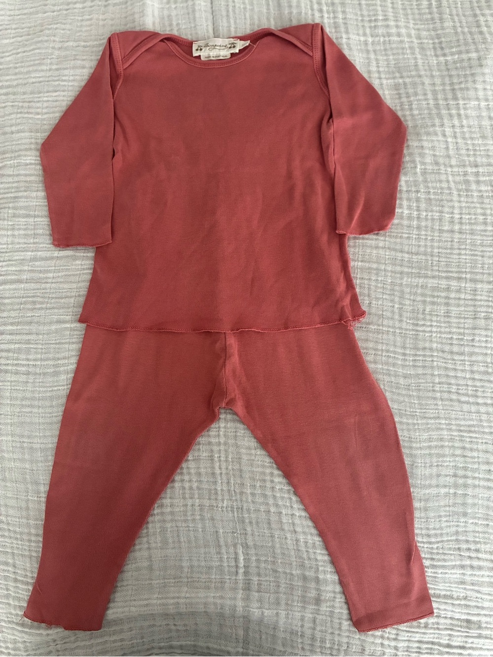 Bonpoint Baby Ripped 2-Piece Lounge Pajama Set Rose Pink